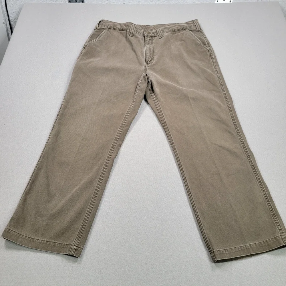Men's Carhartt Relaxed Fit Work Pants, Brown, Size 38x30,‎ Pre-Owned